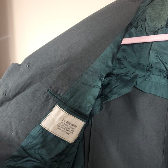 Vintage Army Green Service Coat Blazer Gold Tone Hardware Size 42R - Picture 2 of 12